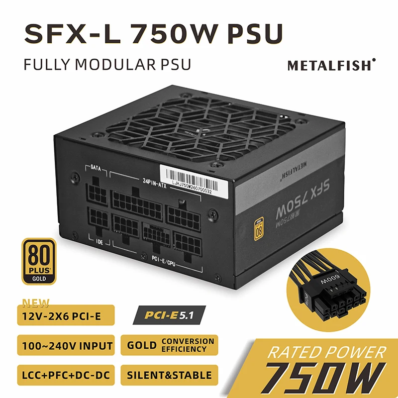 Psu Computer - Alimentatore SFX 750W 80PLUS Gold, colore